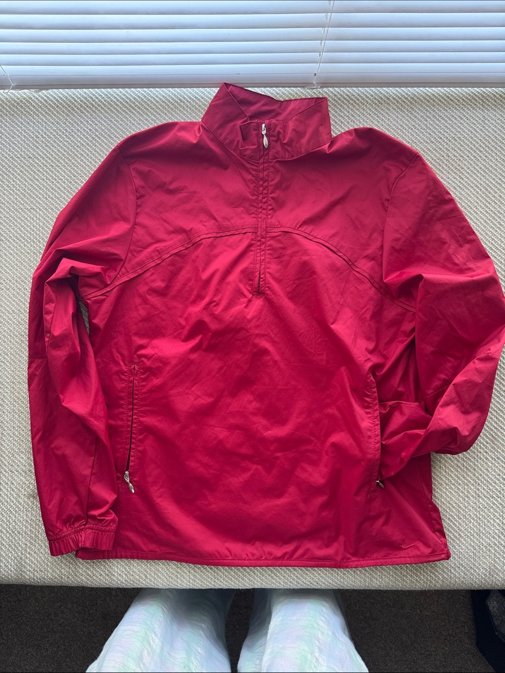 Red Quarter-Zip Windbreaker Pullover